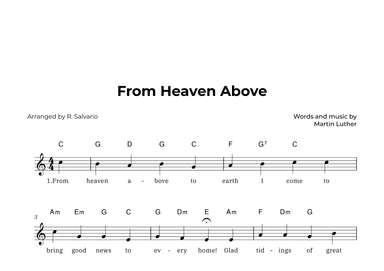 From Heaven Above (Key of C Major) (arr. R. Salvario)