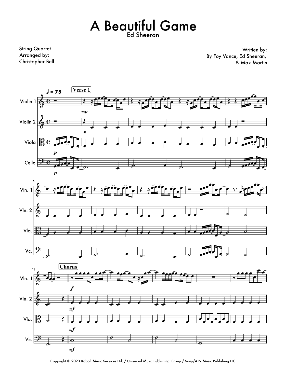 A Beautiful Game (arr. Christopher Bell)