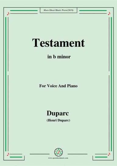 Duparc-Testament in b minor (arr. MSM)