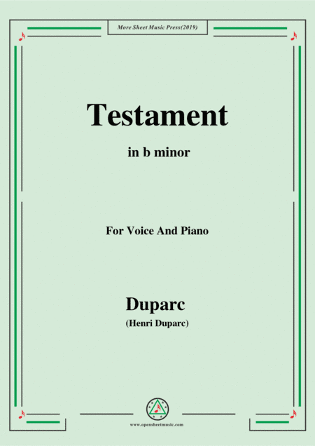 Duparc-Testament in b minor (arr. MSM)