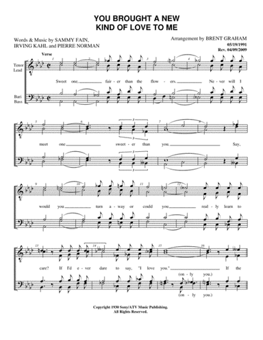 You Brought A New Kind Of Love To Me (arr. Brent Graham)