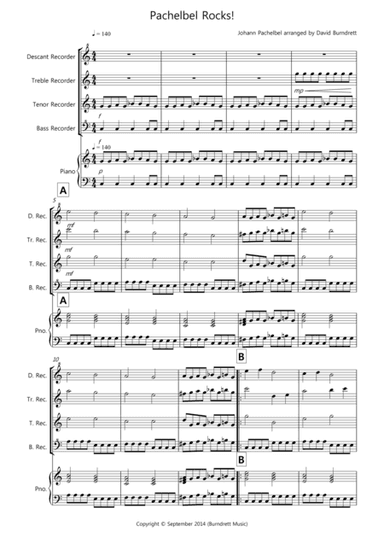Pachelbel Rocks! for Recorder Quartet (arr. David Burndrett)