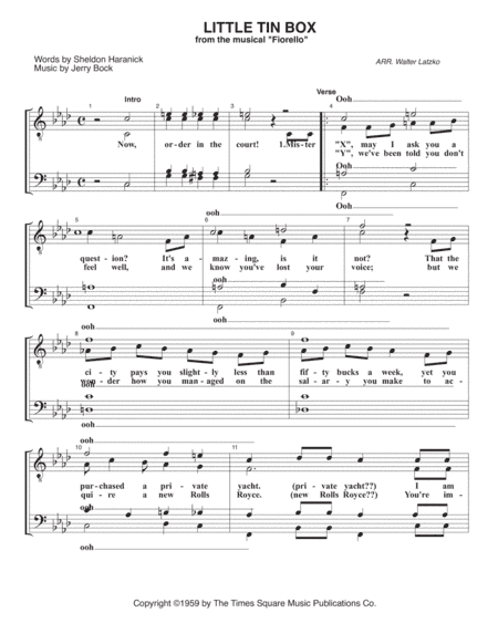Little Tin Box (from: Fiorello) (arr. Walter Latzko)