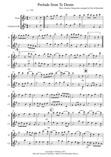 Prelude From Te Deum for Flute and Clarinet (arr. David Burndrett)