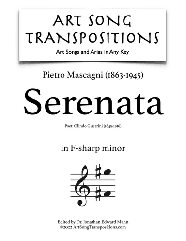 MASCAGNI: Serenata (transposed to F-sharp minor) (arr. ArtSongTranspositions.com)