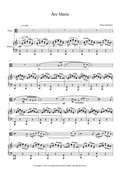Ave Maria - Franz Schubert (Viola + Piano) (arr. Digital Book Music)