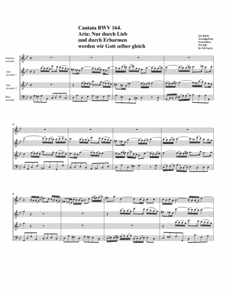 Aria: Nur durch Lieb und durch Erbarmen werden wir Gott selber gleich from cantata BWV 164 (arrangem (arr. Gil Garty)