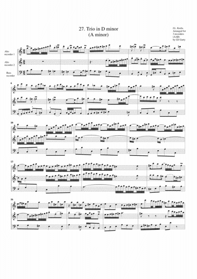 Organ trio in D minor (Breitkopf edition no.27) (arrangement for 3 recorders) (arr. Gil Garty)