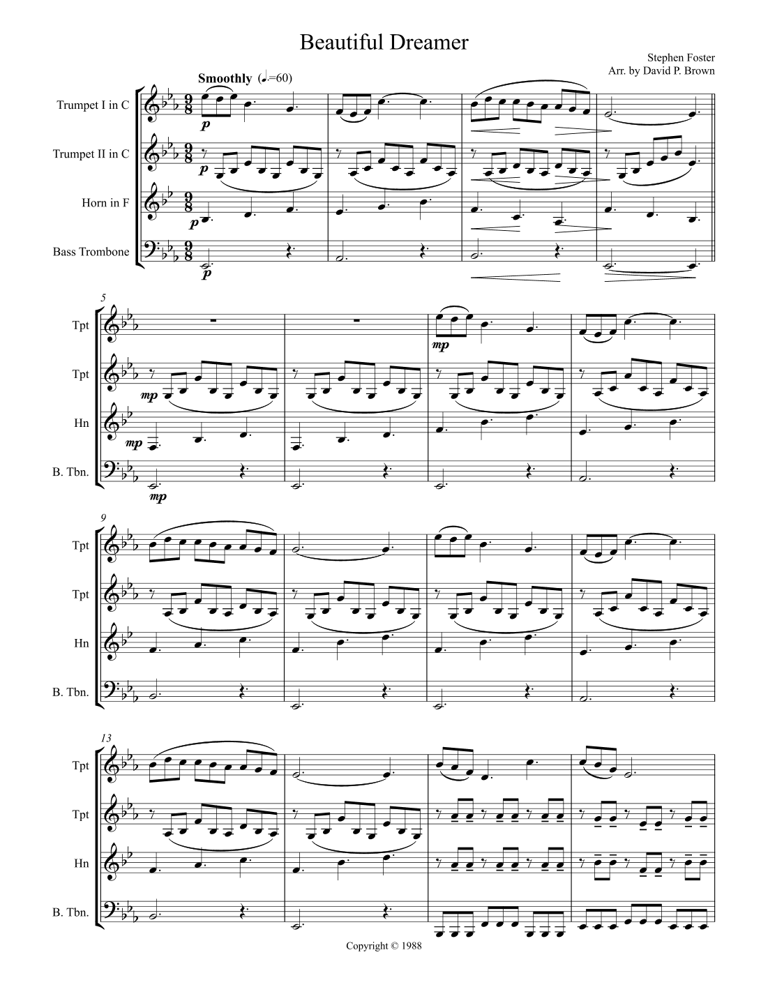 Beautiful Dreamer for Brass Quartet (arr. David Brown)