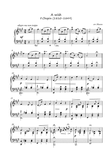 A Wish by F.Chopin (arr. PianoSheetNow)