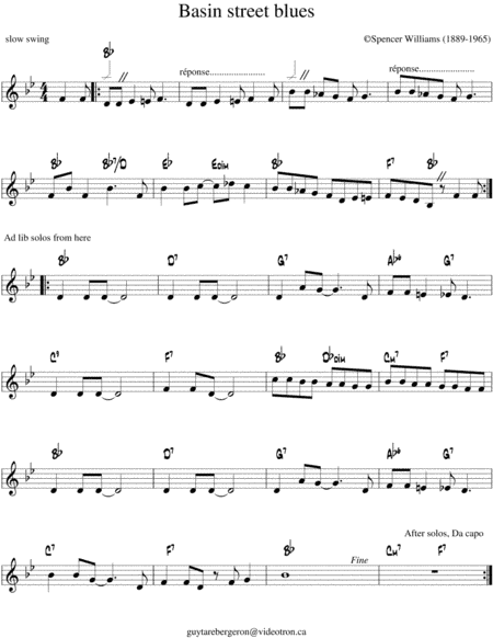 Basin Street Blues (arr. Guy Bergeron)