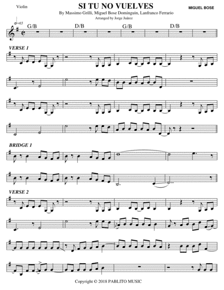 Si Tu No Vuelves (arr. Jorge Juárez)