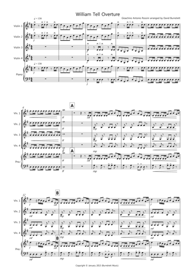 William Tell Overture for Violin Quartet (arr. David Burndrett)
