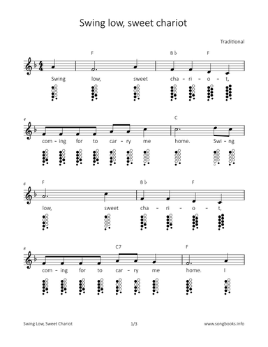 Swing low, sweet chariot (arr. songbooks.info)