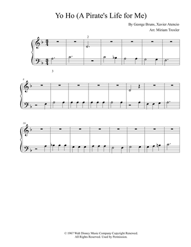 Yo Ho (a Pirate's Life For Me) (arr. Miriam Troxler)
