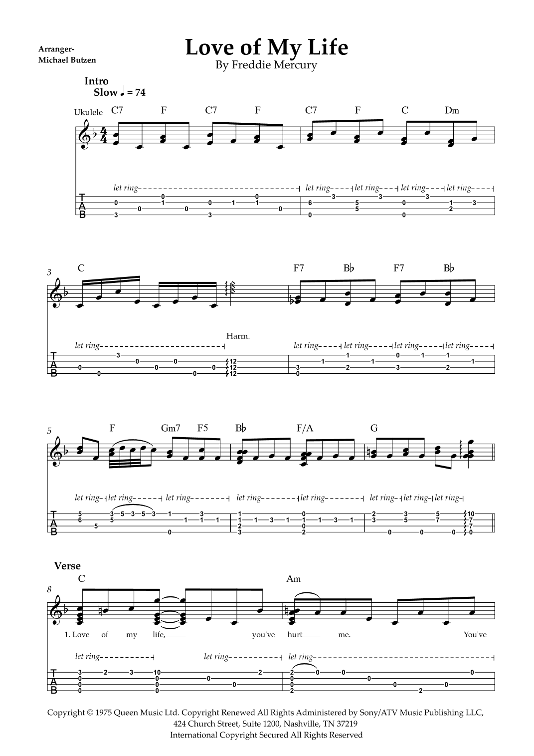 Love Of My Life (arr. Michael Butzen)