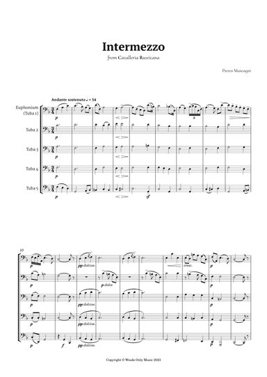 Intermezzo from Cavalleria Rusticana by Mascagni for Tuba Quintet (arr. Ander)