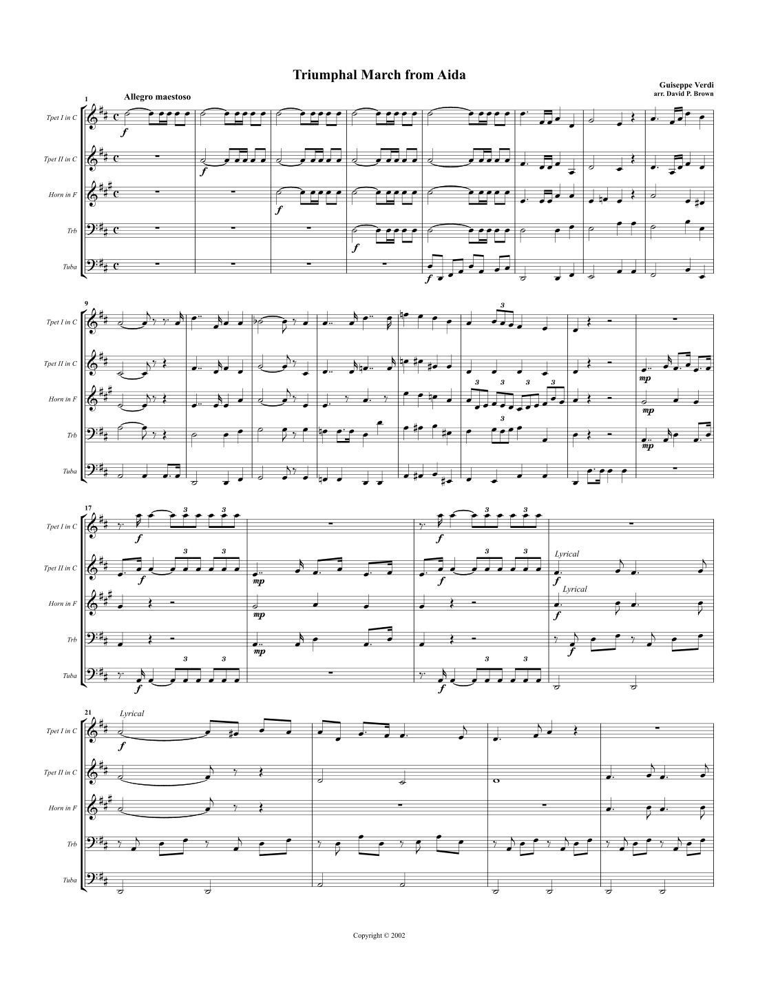Trimumphal March from Aida for Brass Quintet (arr. David P. Brown)