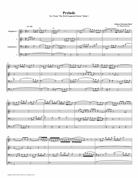 Prelude 09 from Well-Tempered Clavier, Book 1 (Conical Brass Quartet) (arr. Richard Byrnes)