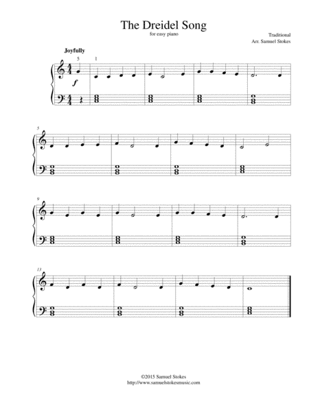The Dreidel Song (I Have a Little Dreidel) - for easy piano (arr. Samuel Stokes)