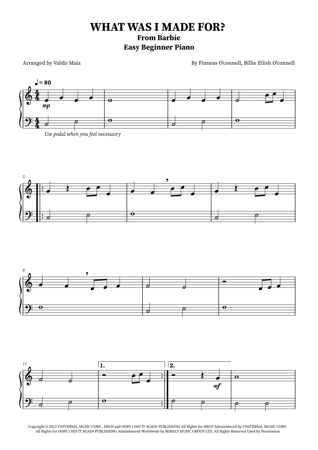 What Was I Made For? (arr. Valdir Maia)