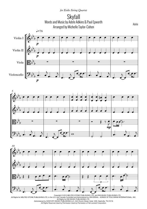 Skyfall (arr. Michelle Taylor-Cohen)