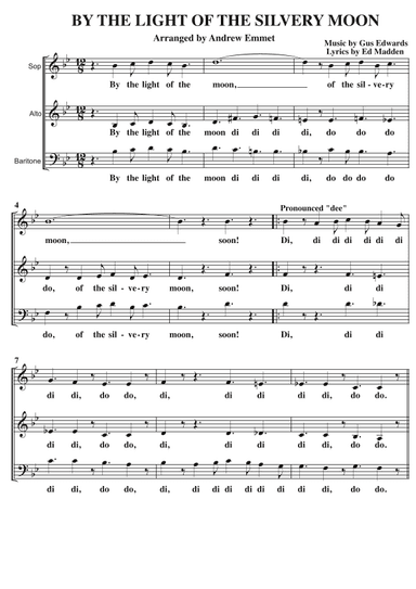 By The Light Of The Silvery Moon A Cappella SAB (arr. Andrew Emmet)