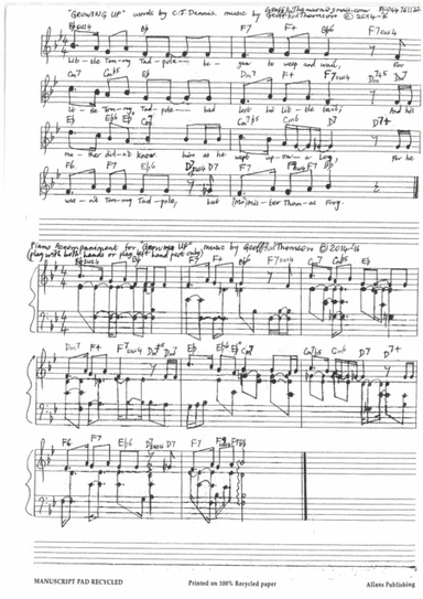 GROWING UP. lead sheet&words( #CJDennis ) AND piano