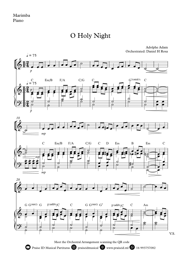 O Holy NIght - Christmas Carol - Marimba and Piano (arr. Daniel H Rosa)