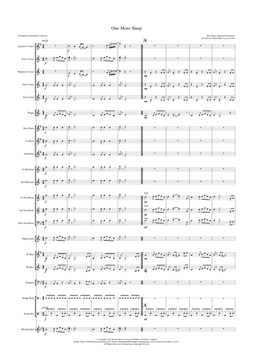 One More Sleep (arr. Jonathan Cranston)
