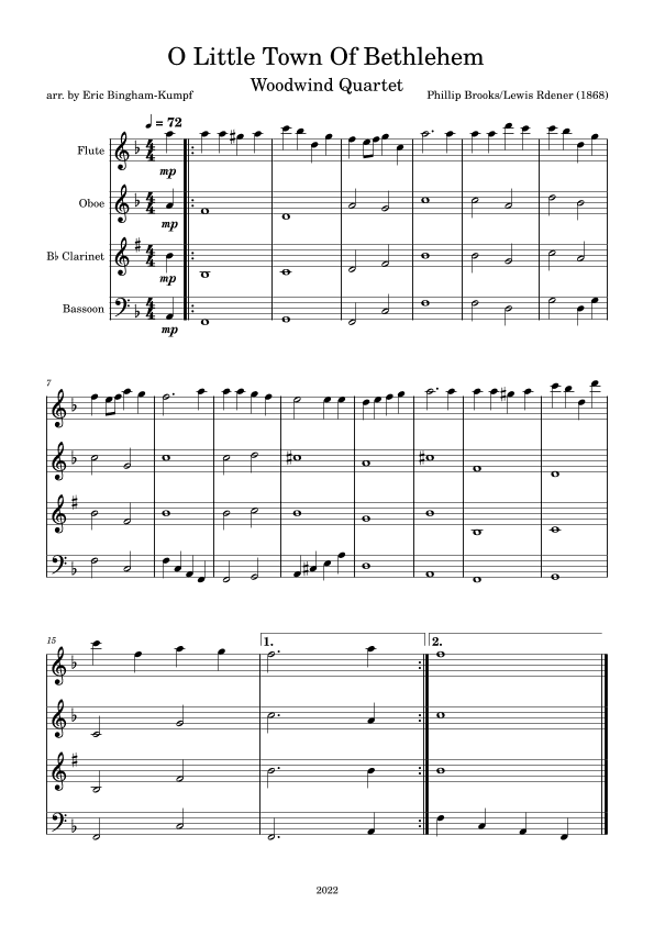 O Little Town Of Bethlehem (arr. Eric Bingham-Kumpf)