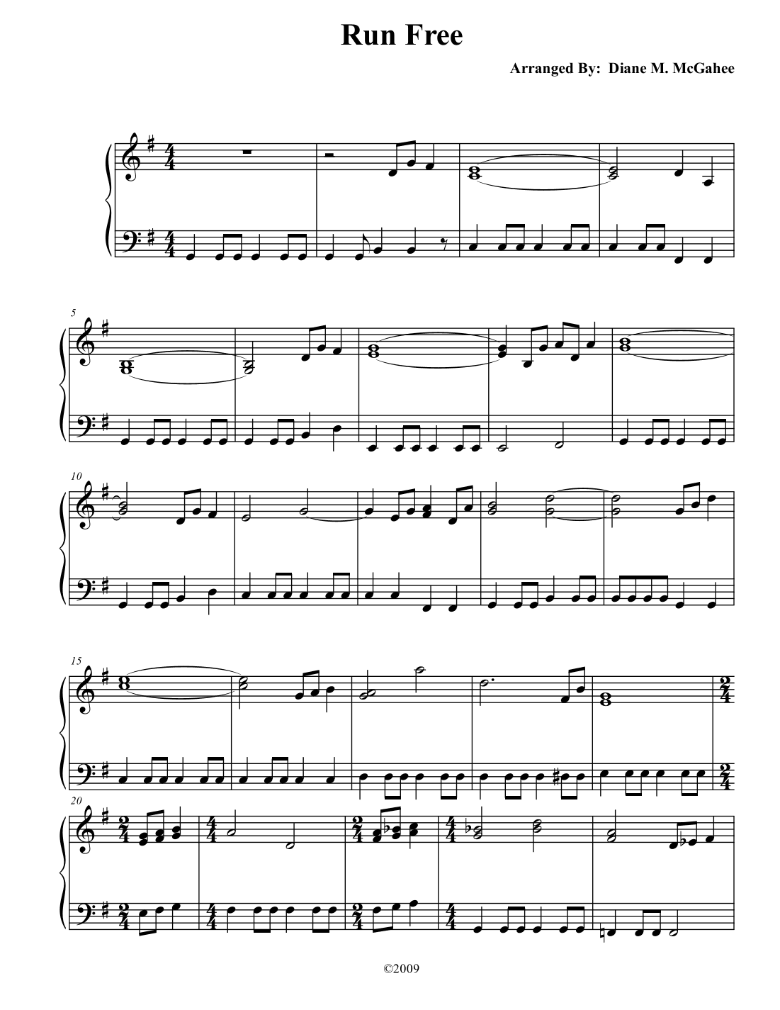 Run Free (arr. Arranged by Diane M. McGahee)