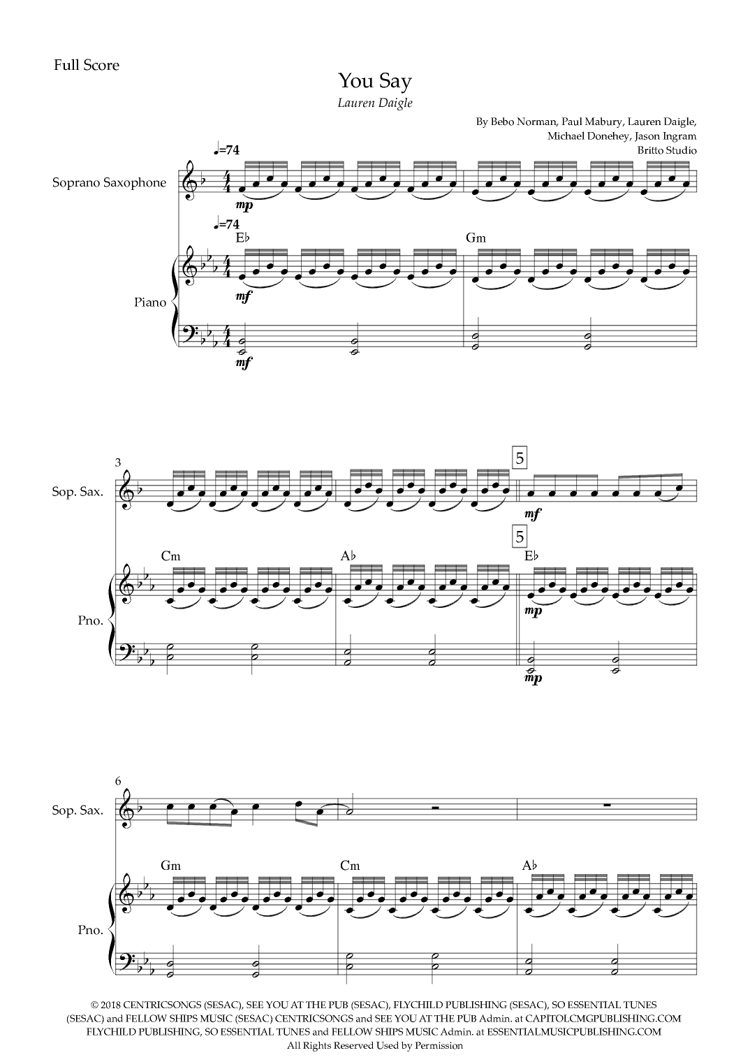 You Say (arr. Fabio Britto)