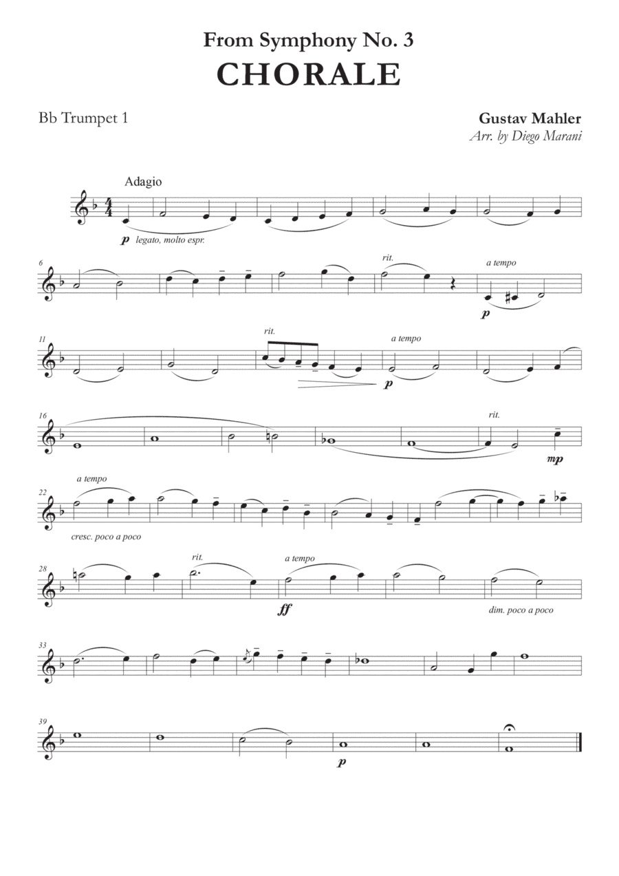Chorale from Symphony No. 3 for Brass Quartet (arr. Diego Marani)