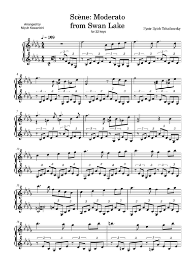 Scene from "Swan Lake" for 32 keys. (arr. Miyuh Kawanishi)