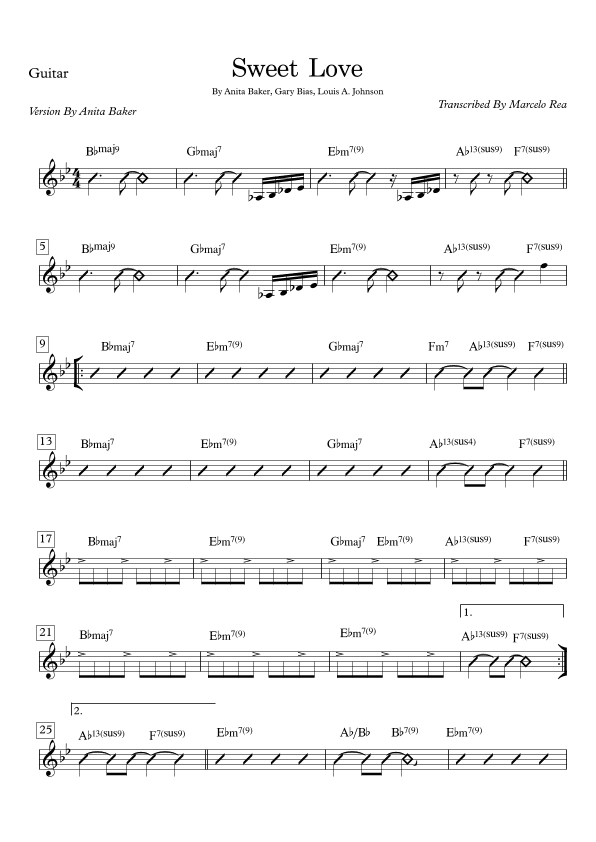 Sweet Love (arr. Transcribed By Marcelo Rea)