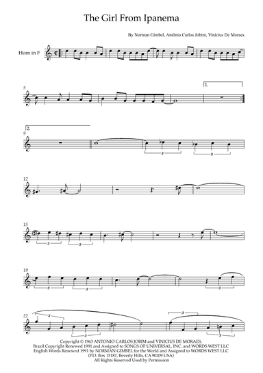 The Girl From Ipanema (garôta De Ipanema) (arr. Karen Gueiros)