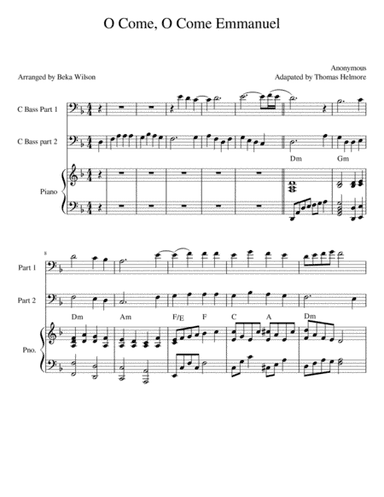 O Come, O Come Emmanuel--duet for cello, trombone, or bassoon (arr. Beka Wilson)