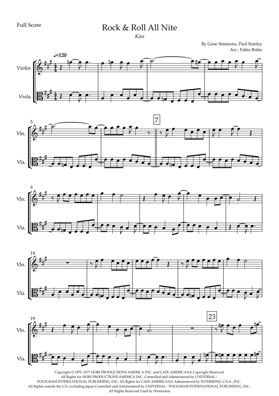 Rock And Roll All Nite (arr. Fabio Britto)