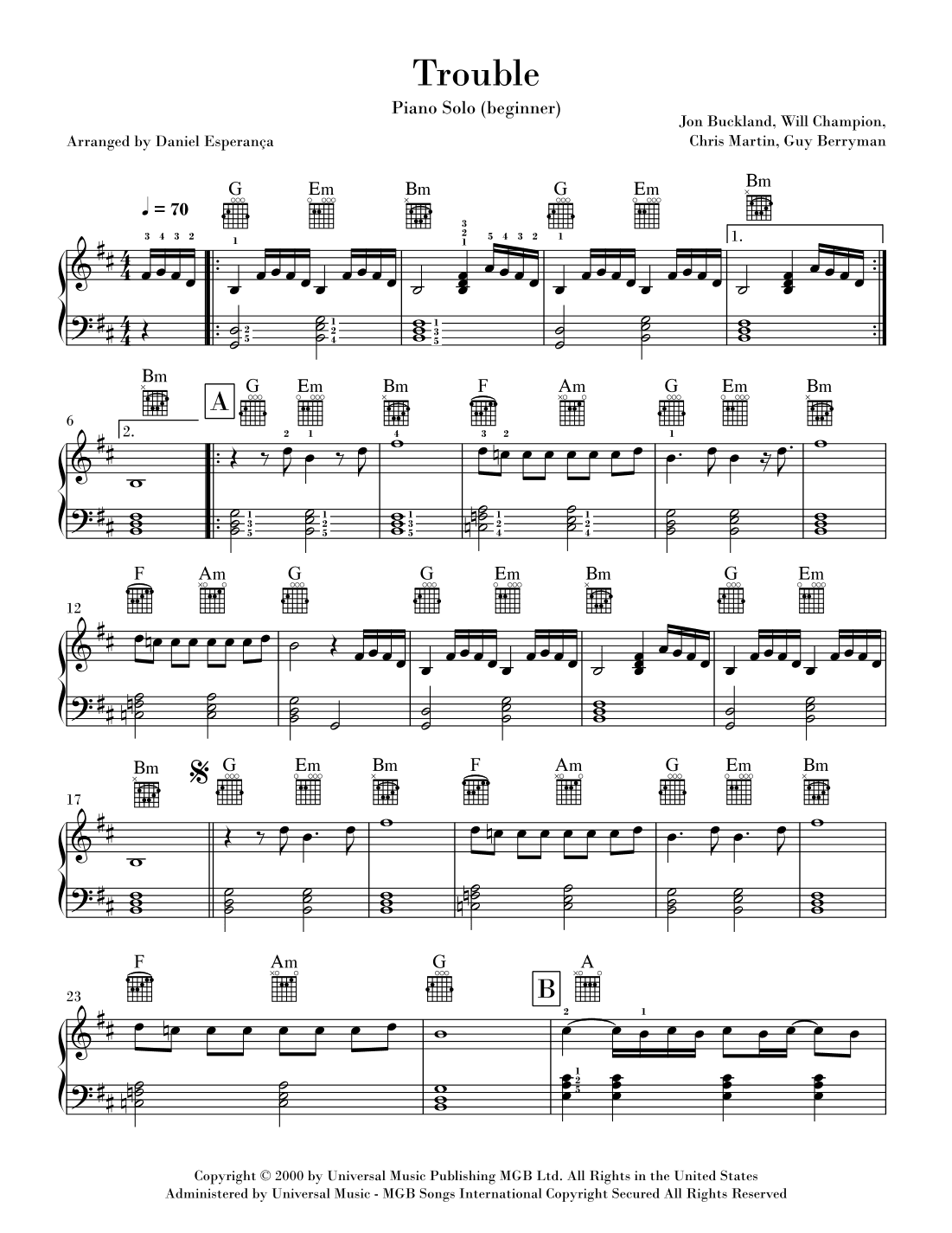 Trouble (arr. Daniel Esperança)