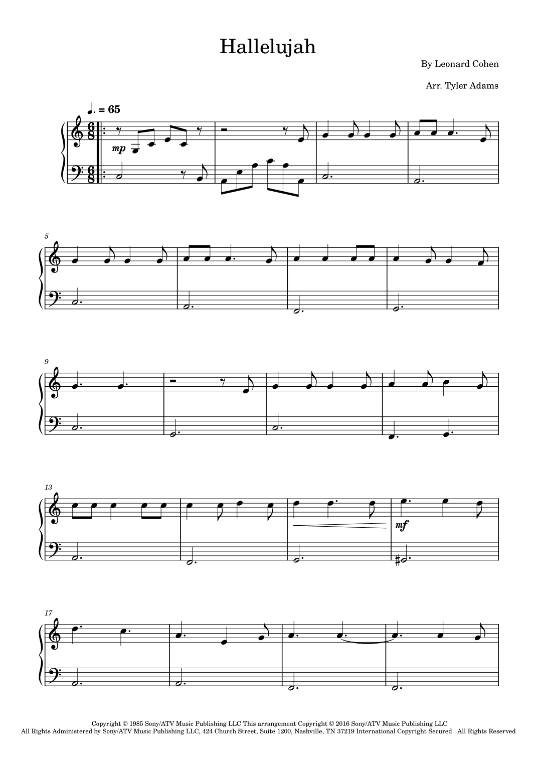 Hallelujah (arr. Tyler Adams)