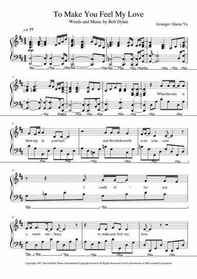 To Make You Feel My Love (arr. Elaine Yu)