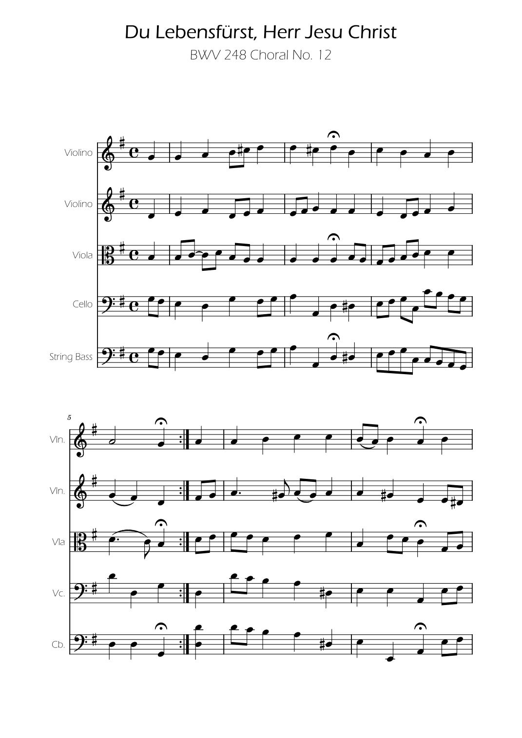 Thou Prince of Life, Lord Jesus Christ - Bach - String Quintet (arr. Ygor Nunes)