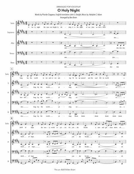O Holy Night (As Performed by VoicePlay) (arr. Ben Bram)