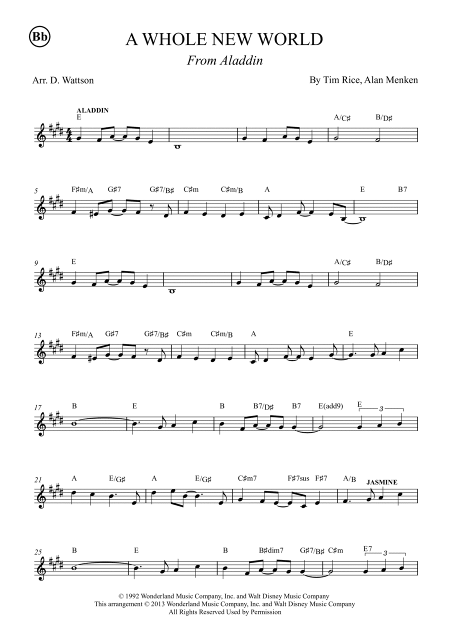 A Whole New World (arr. Douglas Wattson)