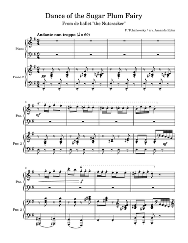 Dance of the Sugar Plum Fairy (Nutcracker) - 4 hands EASY (arr. Amanda Kohn)