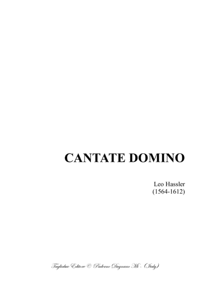 CANTATE DOMINO - L. Hassler - For SATB Choir (arr. Renato Tagliabue)