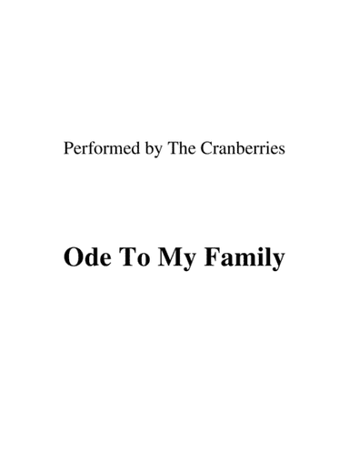 Ode To My Family (arr. Ronn M)