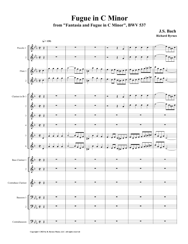 Fugue in C Minor, BWV 537 (Woodwind Choir) (arr. Richard Byrnes)