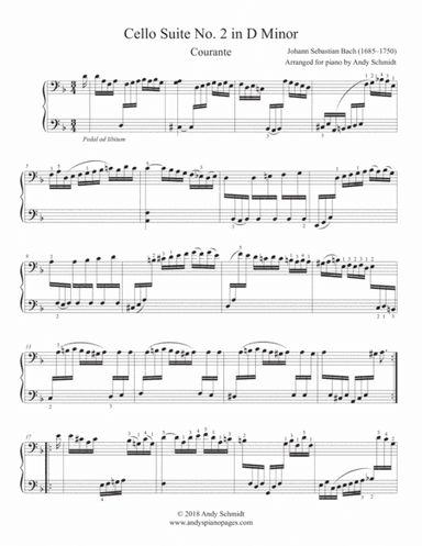Bach Cello Suite No. 2 in D Minor-Courante (arr. Andy Schmidt)